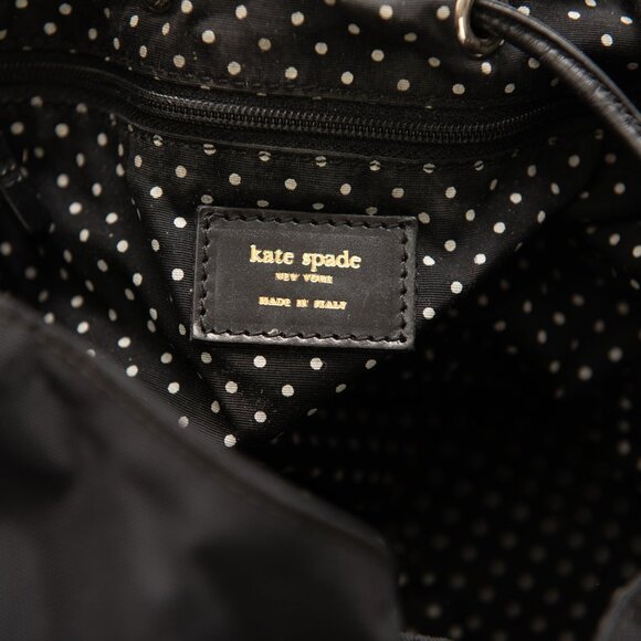 Kate Spade "Maddie" Nylon Drawstring Shoulder Bag Snakeskin Strap 2000s Black - Picture 5 of 12